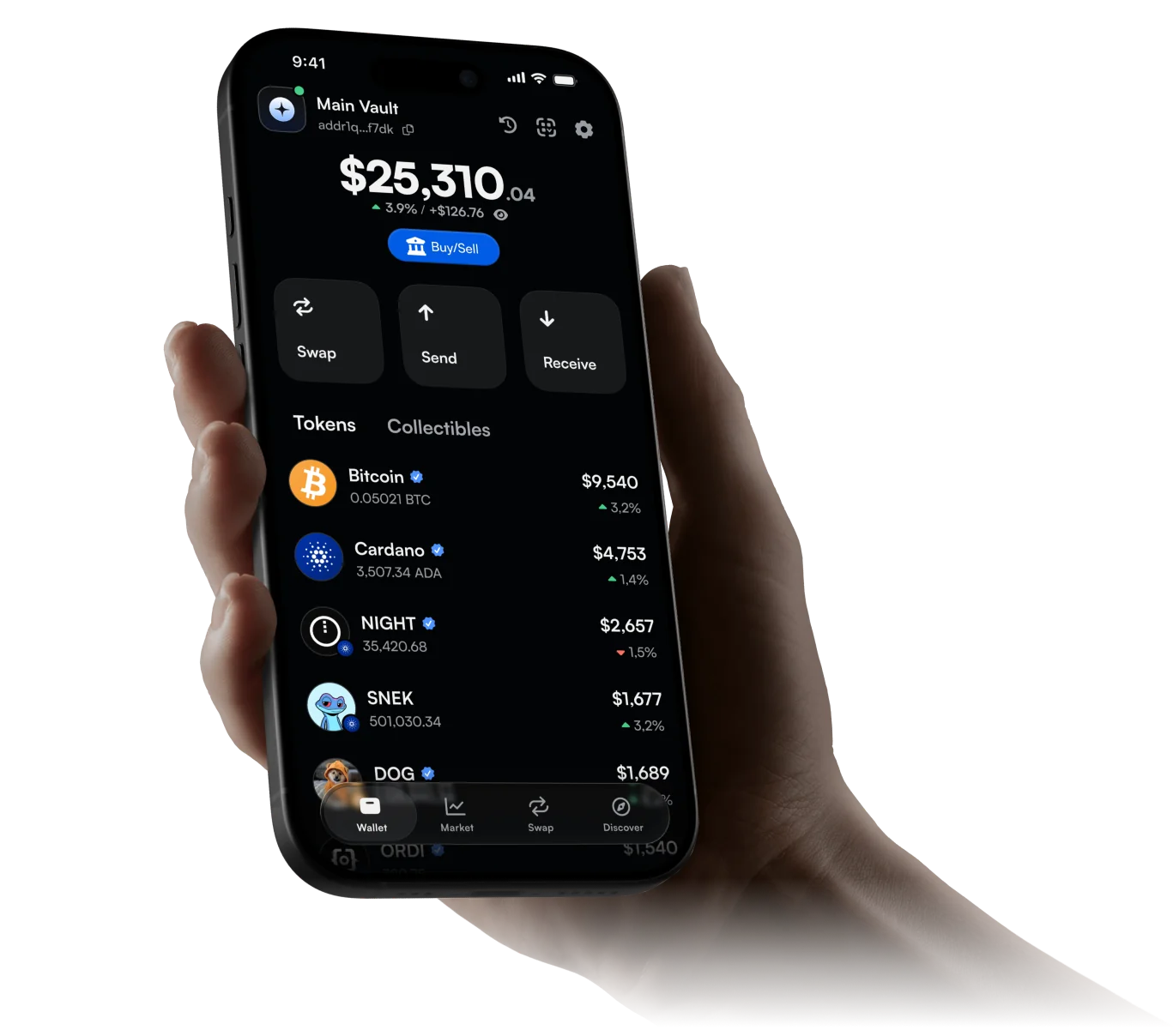 VESPR wallet app showing portfolio view